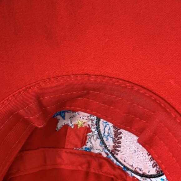 Baseball Cadet Hat Womens OS Red Distressed Embroidered Rhinestone Leader Loga - Picture 12 of 14